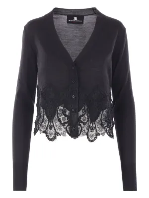 Ermanno Scervino レースフロントカーディガン グレー美品 Ermanno Scervino レースフロントカーディガン グレー美品