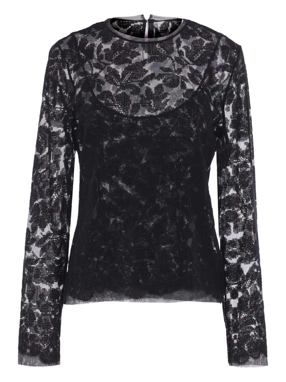Ermanno Scervino Lace Long-sleeve Top In Black