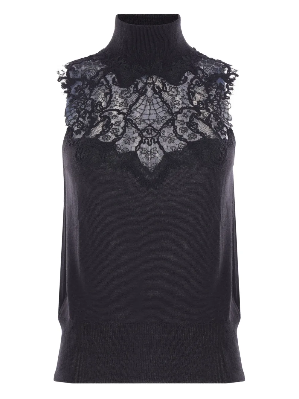 Ermanno Scervino lace-insert turtleneck top Zwart