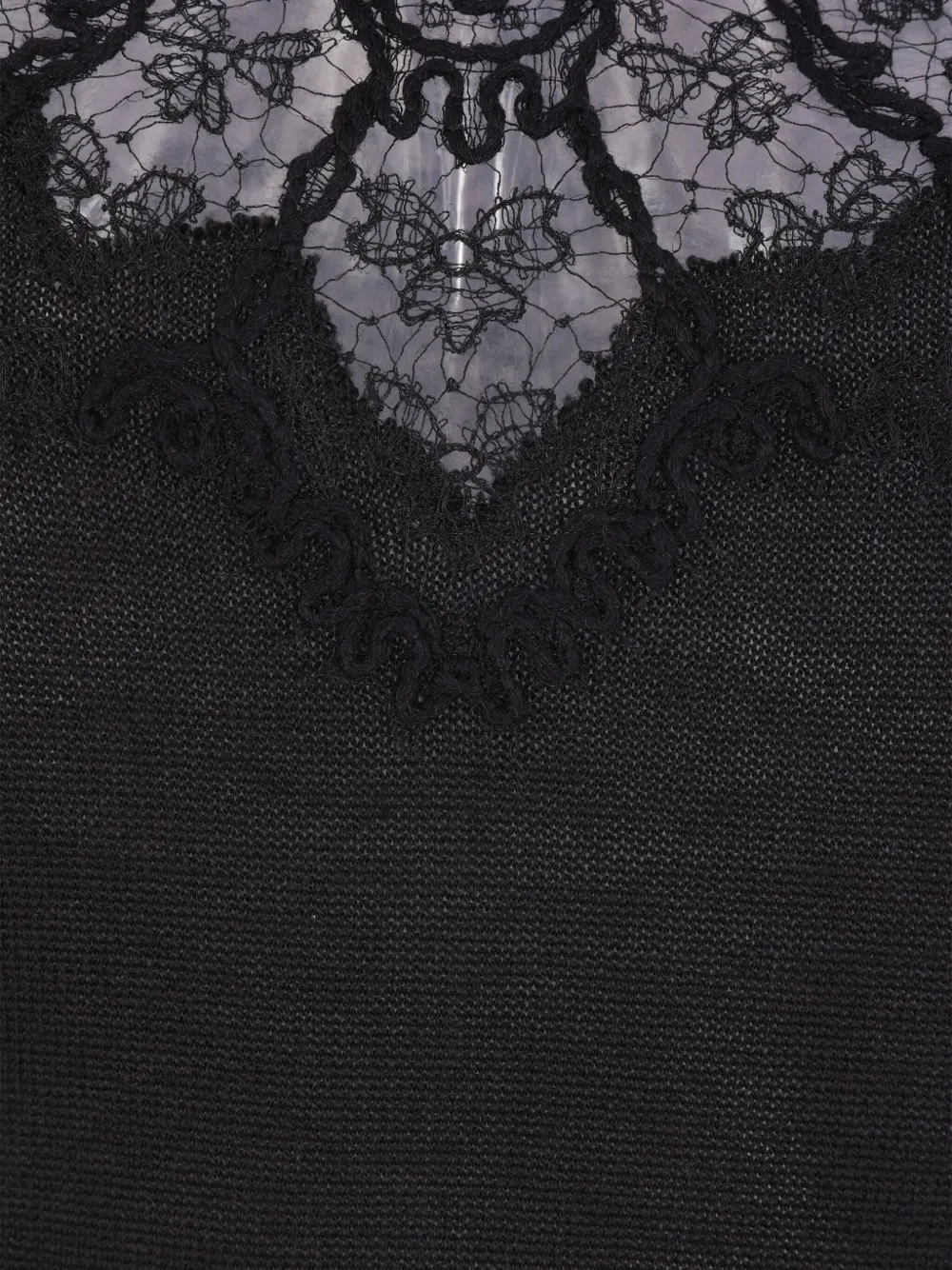 Ermanno Scervino Top met col en kant Zwart