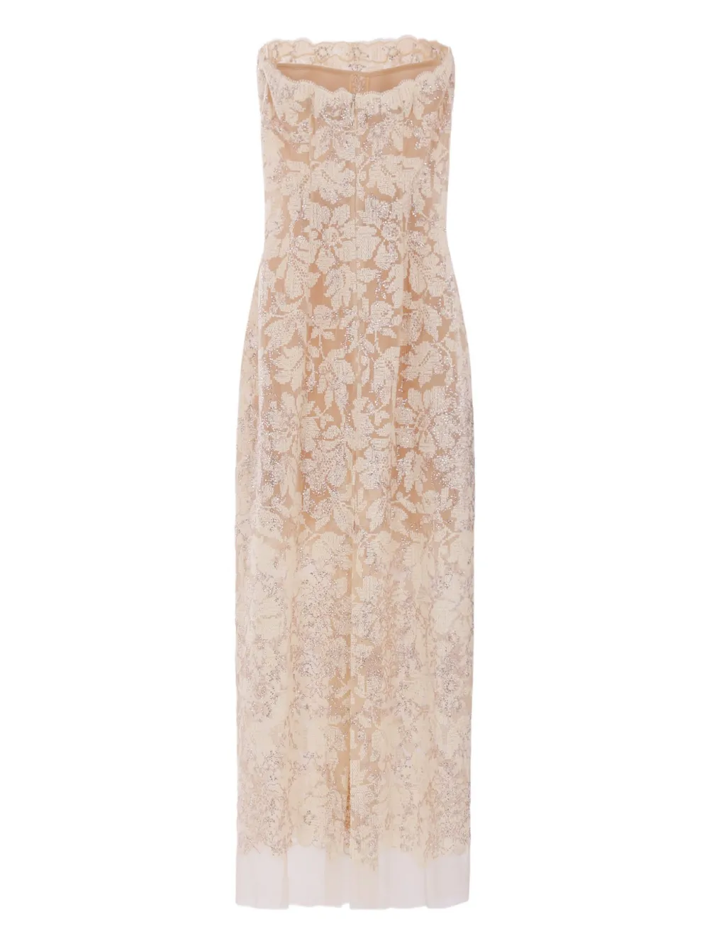 Ermanno Scervino Floral Embellished Sreapless Midi Dress In Brown