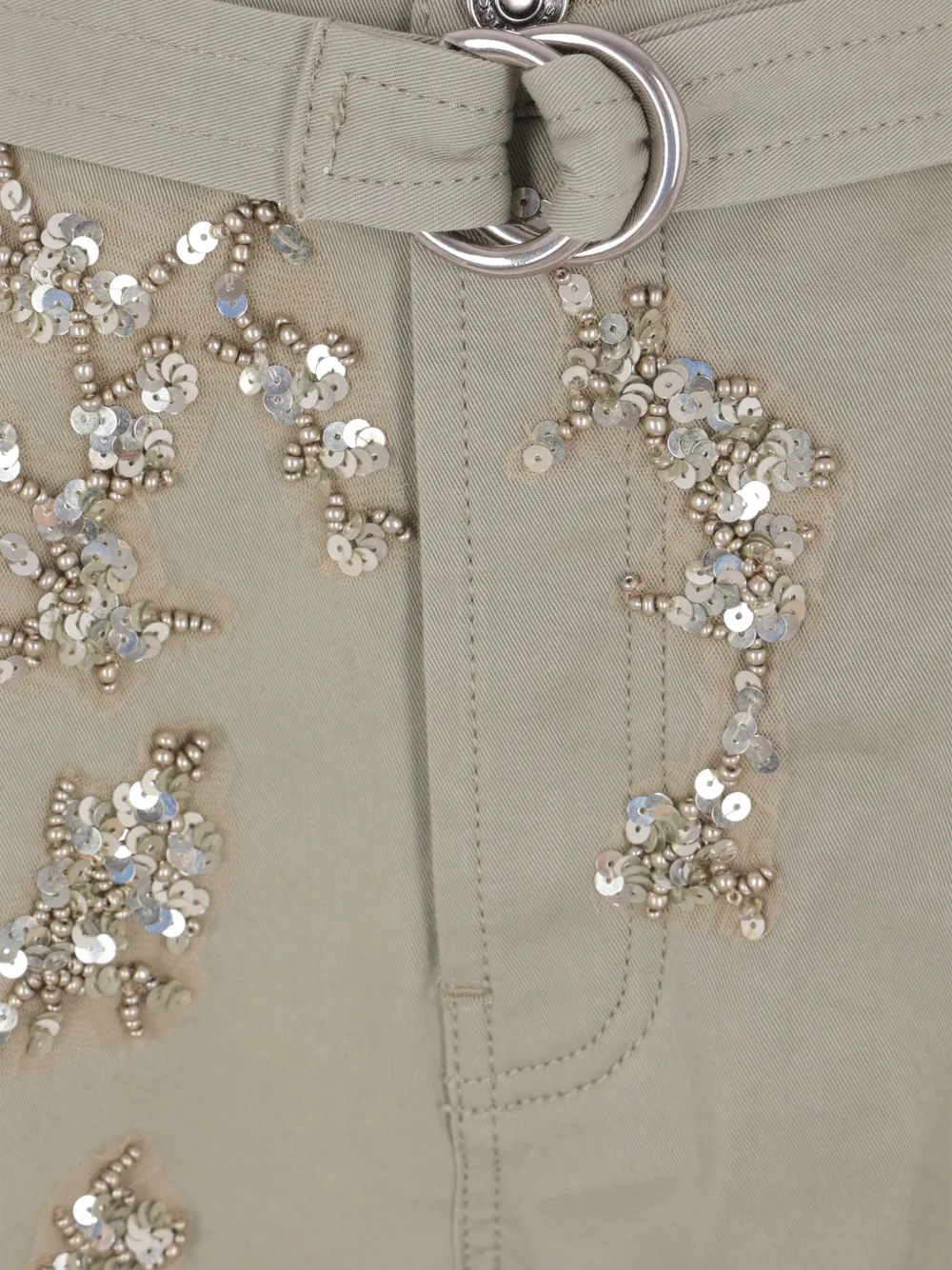 Ermanno Scervino Sequin-embellished Belted Trousers In Gray