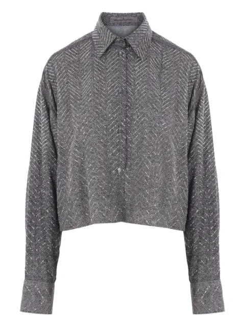Ermanno Scervino herringbone crystal-embellished shirt