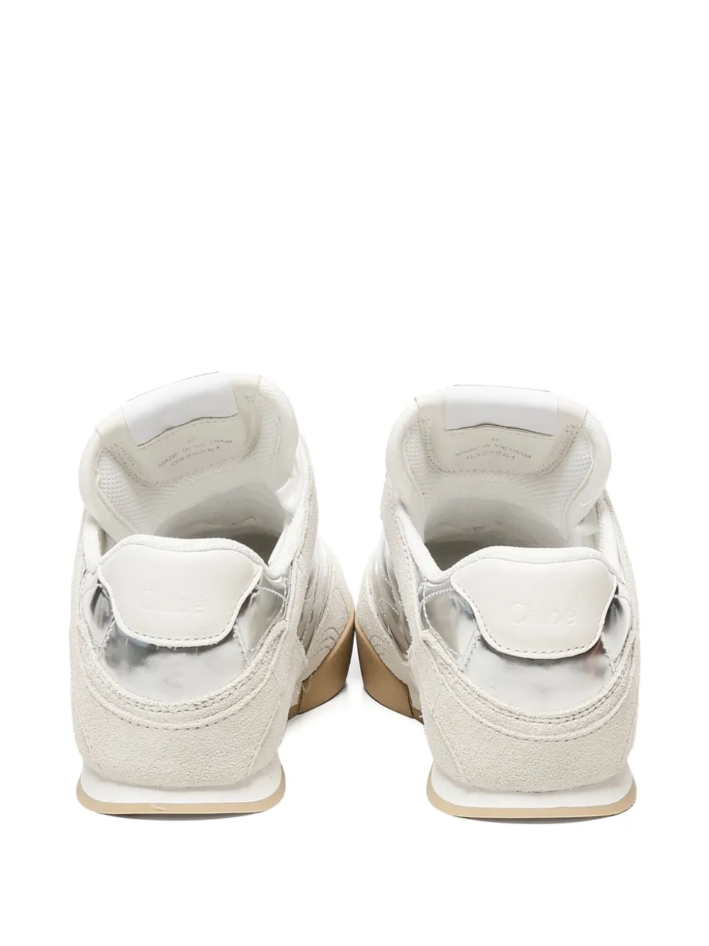 Chloé Kick metallic-panelled sneakers Neutrals