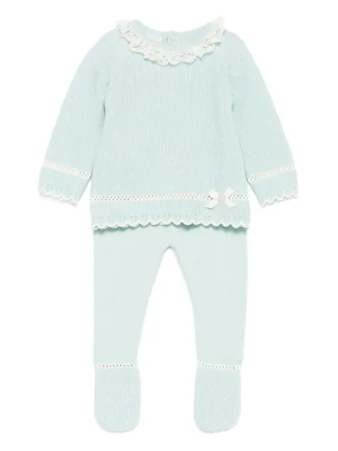 Paz Rodriguez lace-trimmed knitted top and trousers set