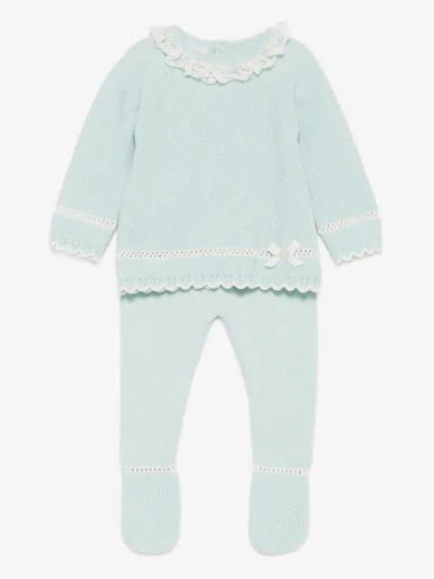 Paz Rodriguez lace-trimmed knitted top and trousers set