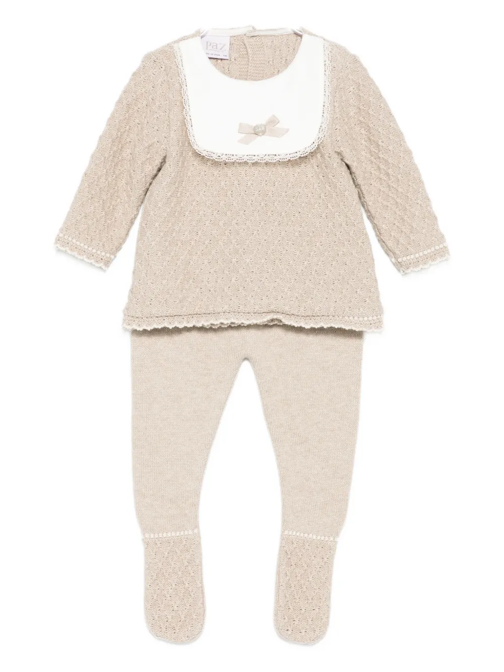 Paz Rodriguez Ribbed-knit Sweater And Trousers In Neutral
