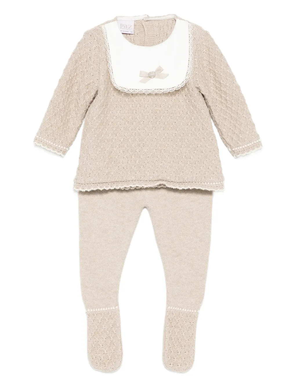 Paz Rodriguez Ribgebreide trui en broek Beige