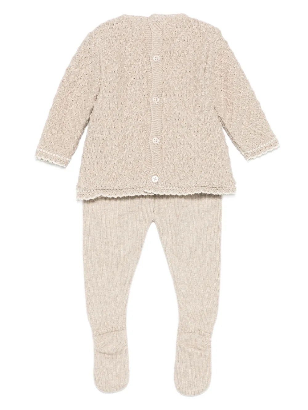 Paz Rodriguez Ribgebreide trui en broek Beige