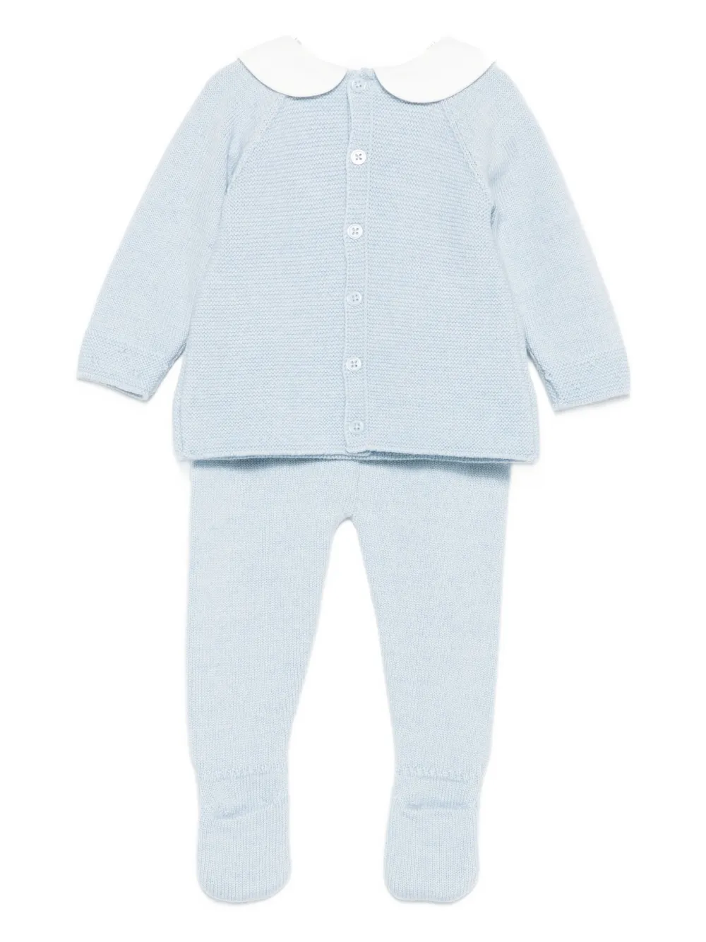 Paz Rodriguez Peter Pan-collar Knitted Top And Trousers Set In Blue