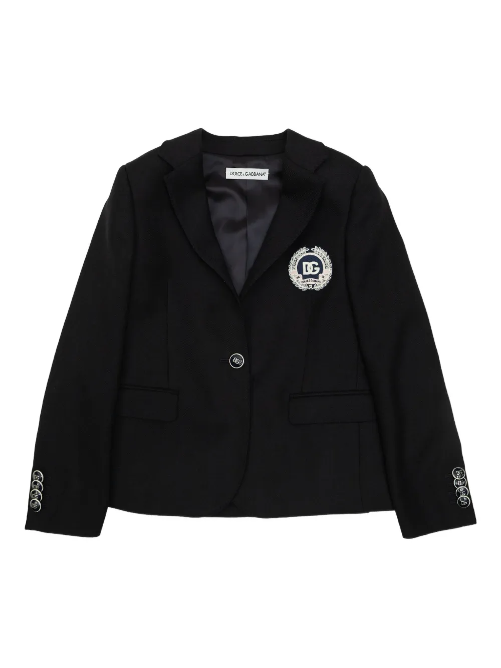 Dolce & Gabbana Kids logo-patch button-detail blazer Zwart