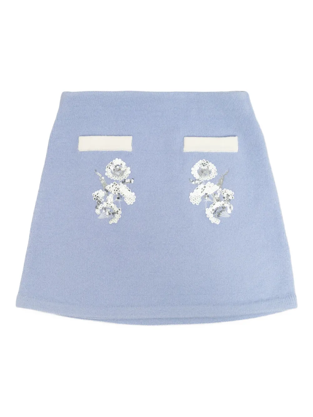 Self-Portrait Kids Wollen rok verfraaid met pailletten Blauw