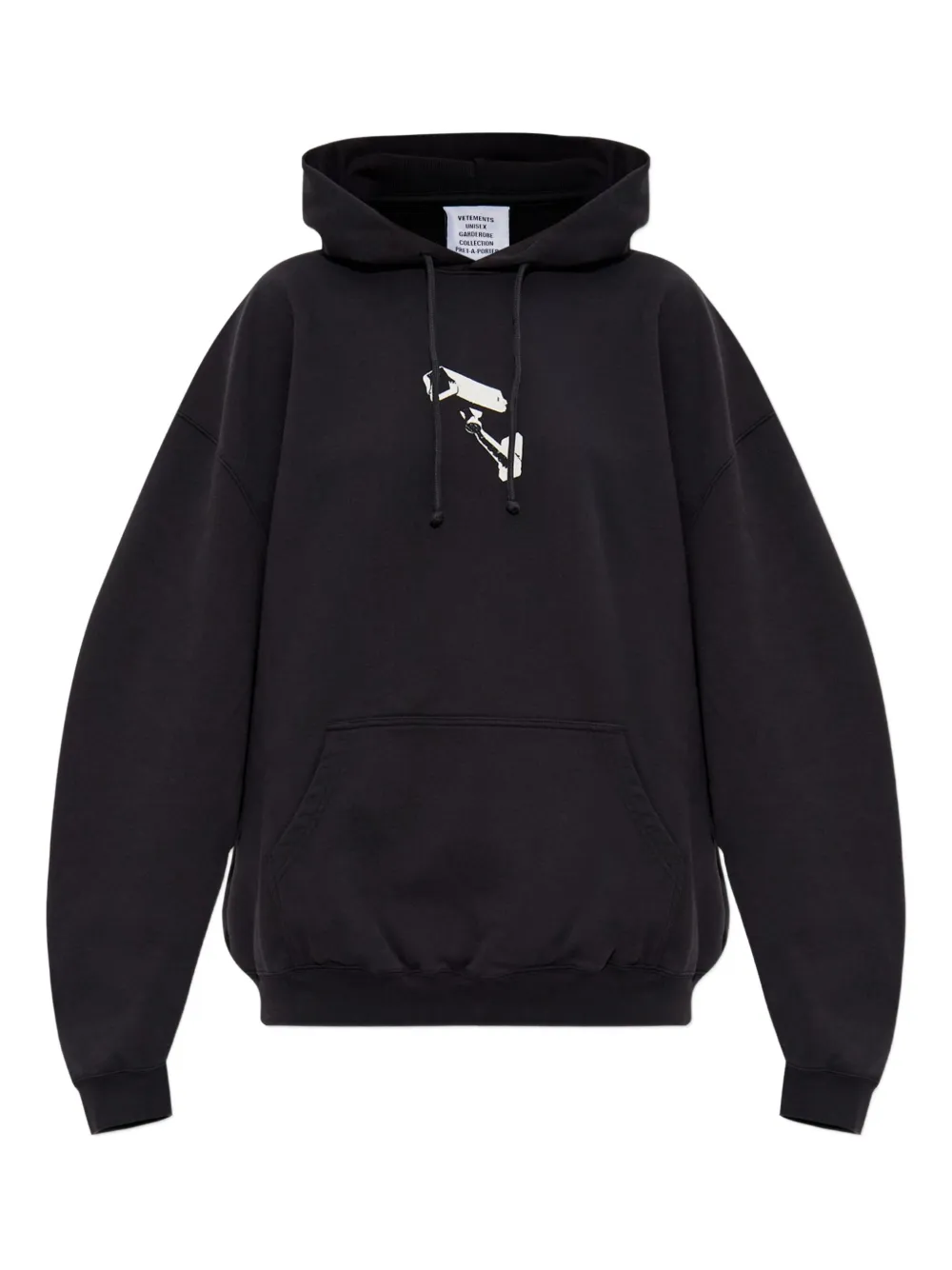 VETE TS Sweater met cameraprint en capuchon Zwart