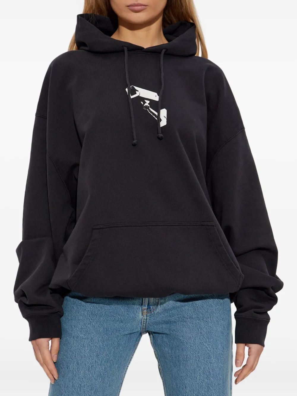 VETEMENTS Sweater met cameraprint en capuchon Zwart