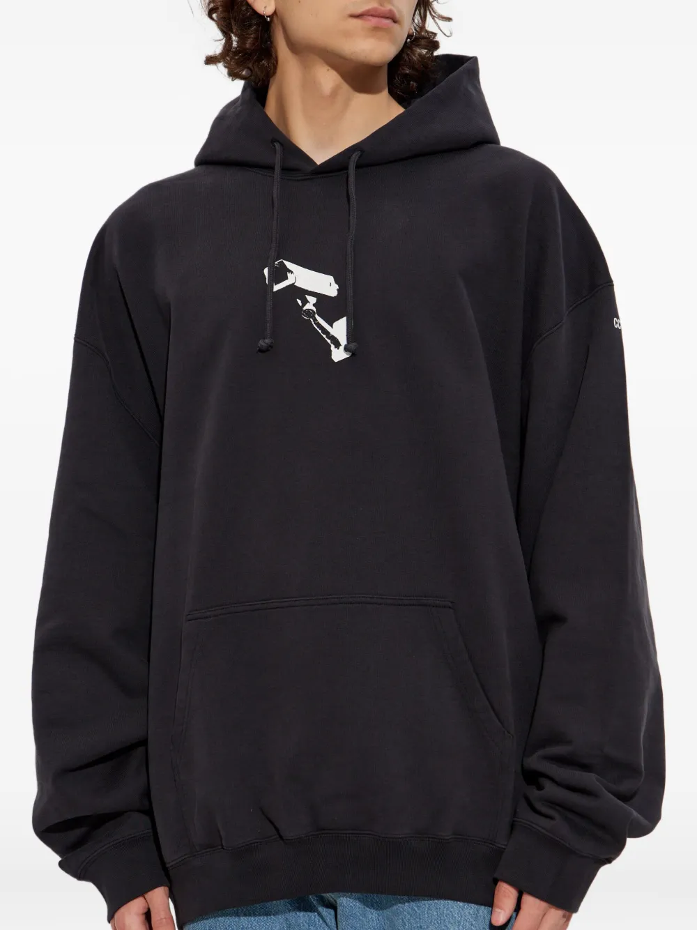 VETEMENTS Sweater met cameraprint en capuchon Zwart