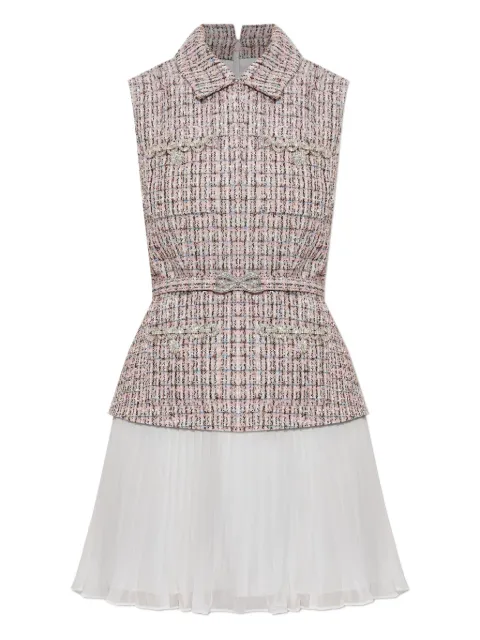 Self-Portrait tweed pleated dress