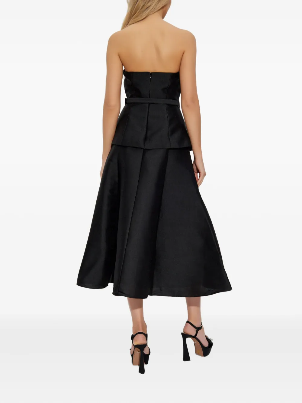 Self-Portrait belted buckle-detail dress Zwart