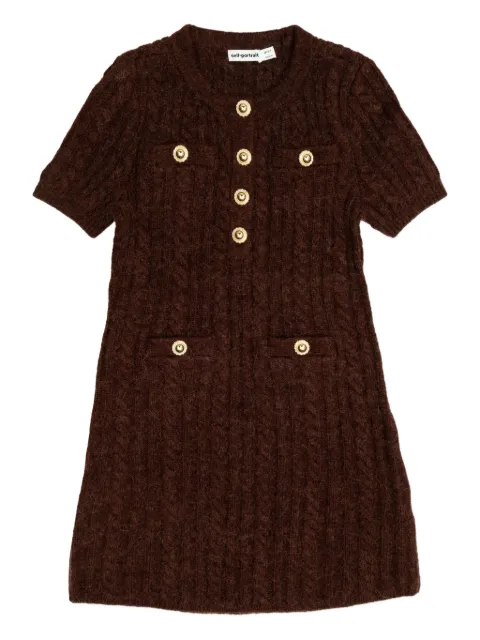 Self-Portrait Kids cable-knit button-front dress