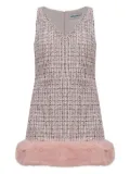 Self-Portrait embellished fur-trimmed dress - Pink