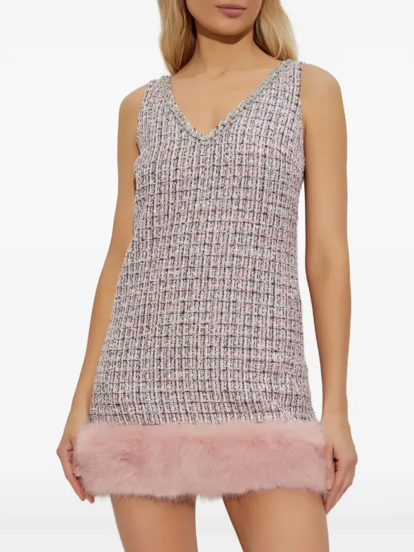 open lace back dress SELF-PORTRAIT Sequin Boucle Bow Mini Dress in Pink