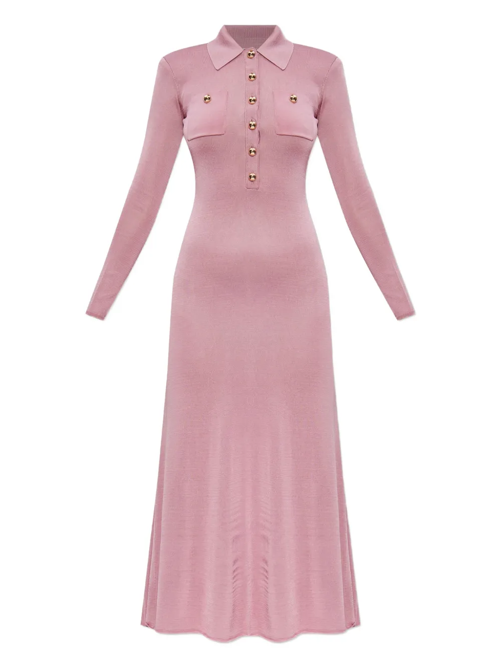 Self-Portrait polo-neck button-front dress Roze