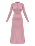 Self-Portrait polo-neck button-front dress - Pink
