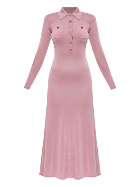 Self-Portrait polo-neck button-front dress