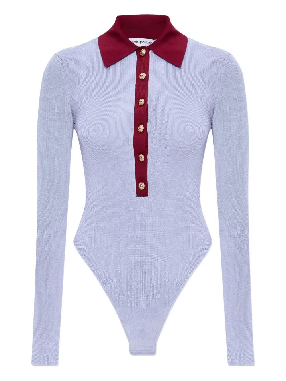 ribbed-knit polo bodysuit