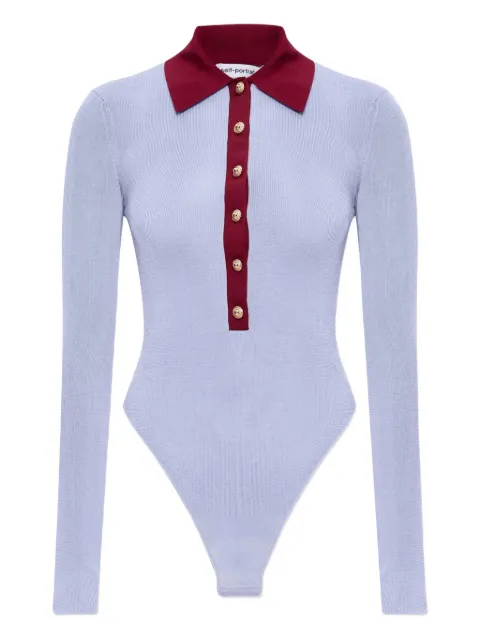 Self-Portrait ribbed-knit polo bodysuit