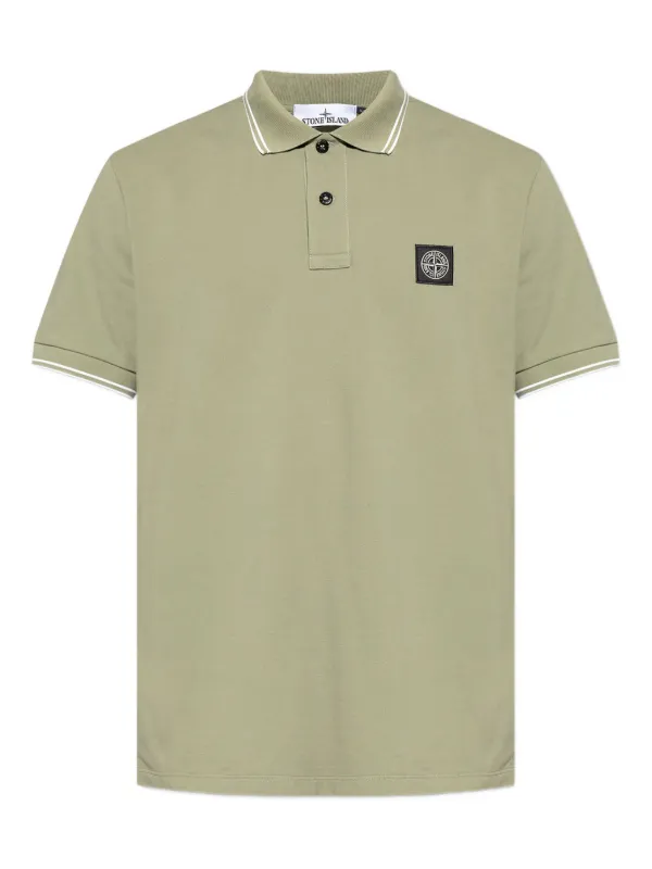 Stone Island logo-patch Tipped Polo Shirt Green FARFETCH PH
