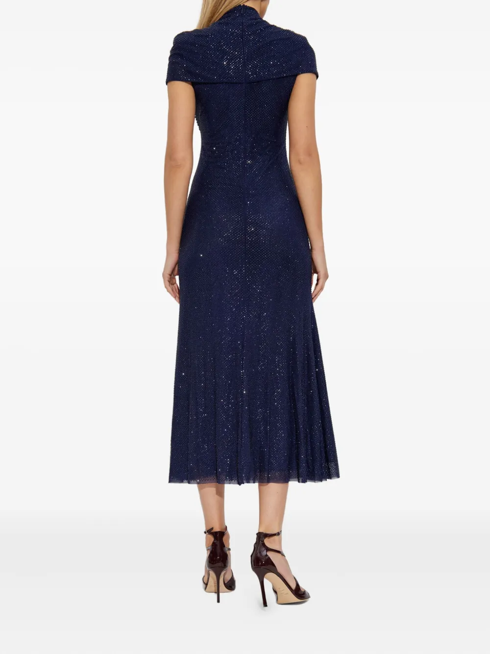 Self-Portrait embellished draped dress Blauw