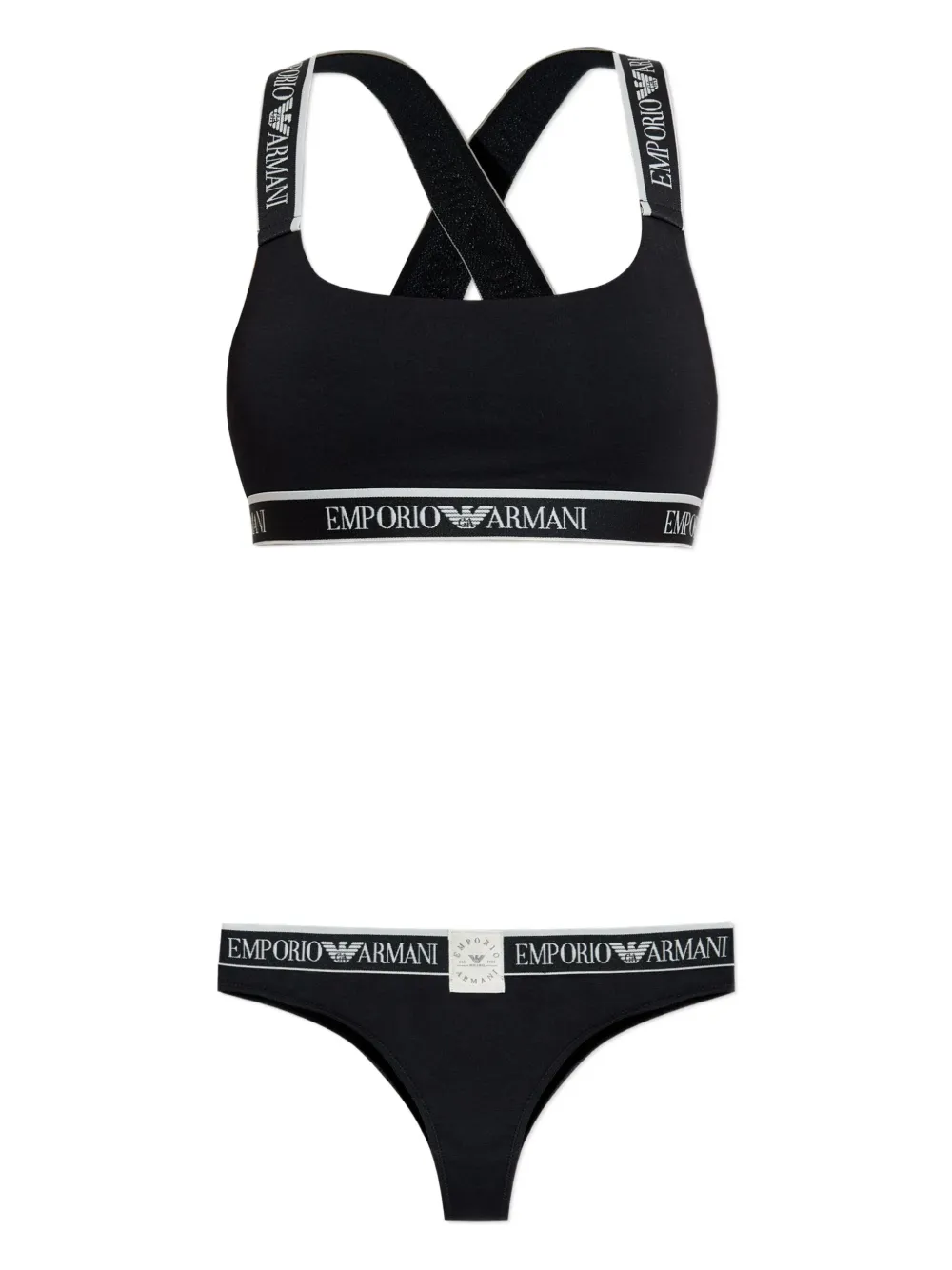 cross-back logo bra set