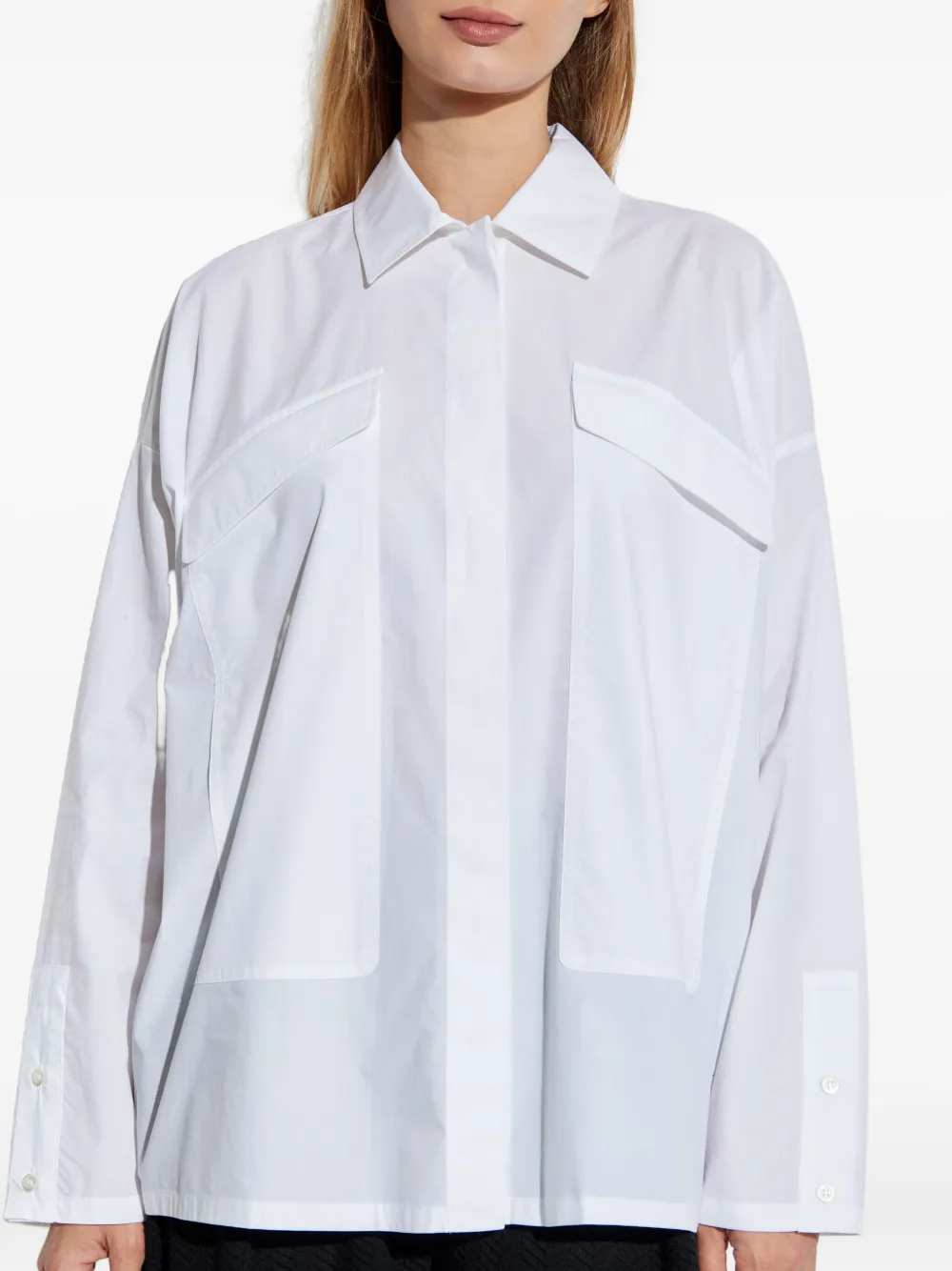 Emporio Armani Blouse met zak en kraag Wit