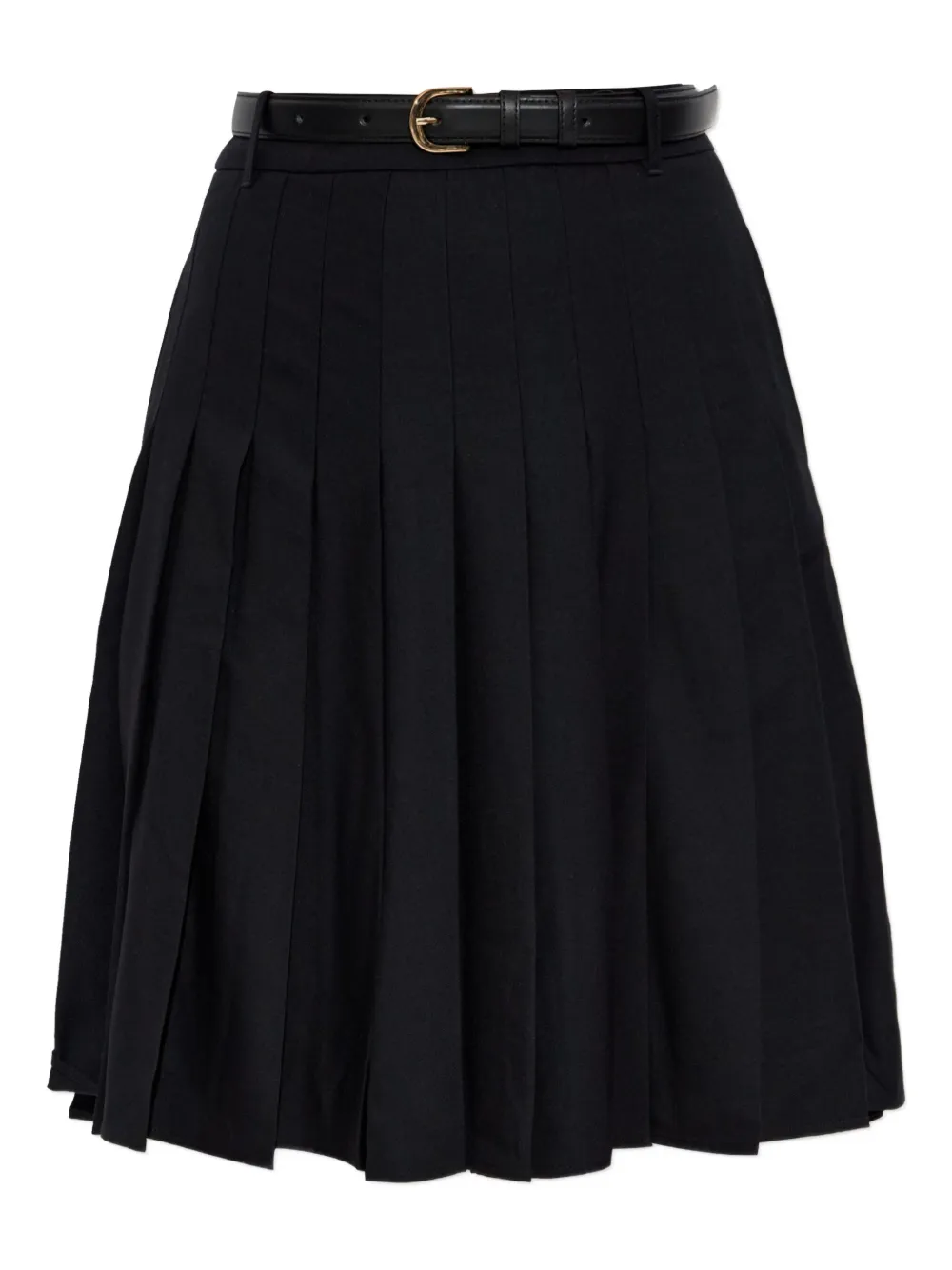 Self-Portrait pleated belted midi skirt Zwart