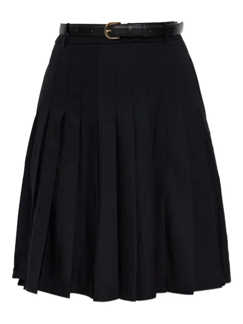Self-Portrait pleated belted midi skirt