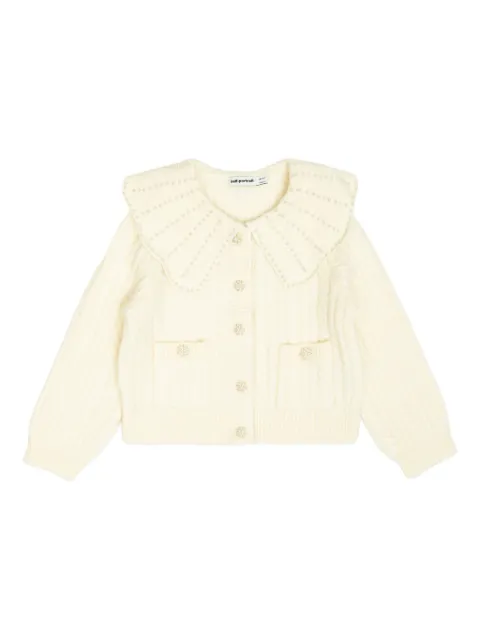 Self-Portrait Kids pearl-embellished cable-knit cardigan
