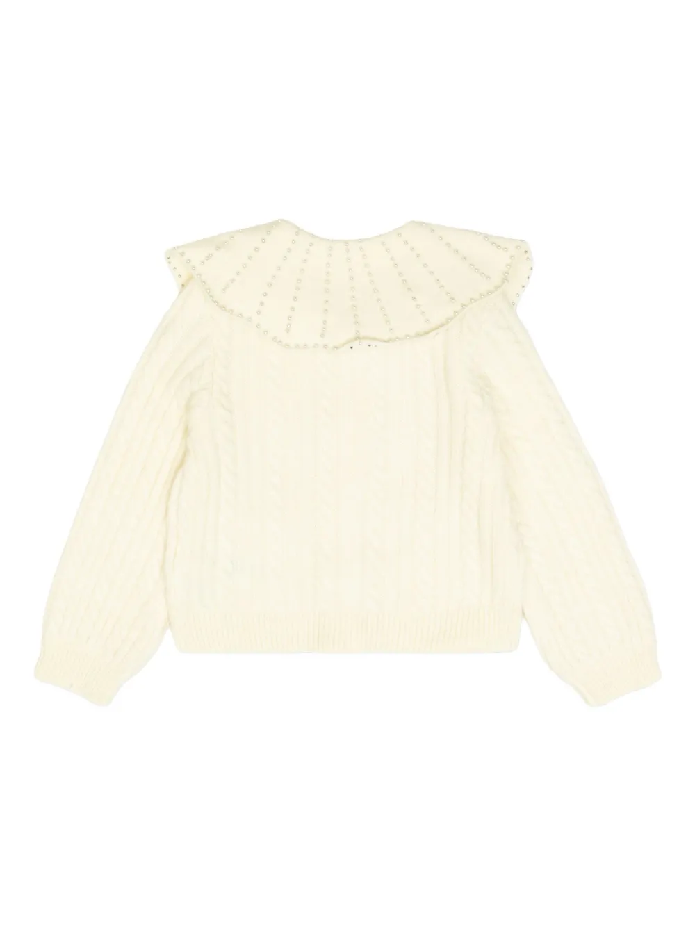 Self-Portrait Kids Kabelgebreid vest verfraaid met parels Beige