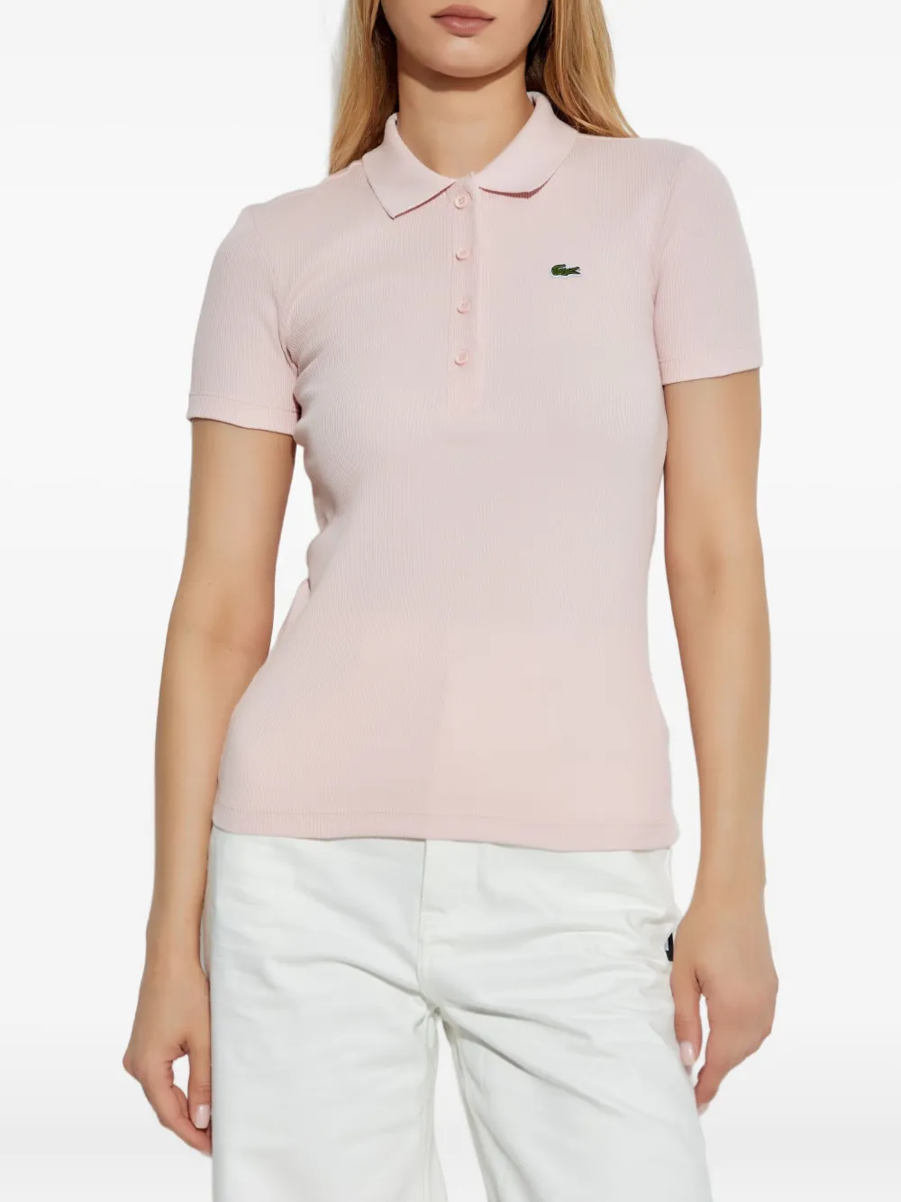 Lacoste Geribbeld poloshirt Roze