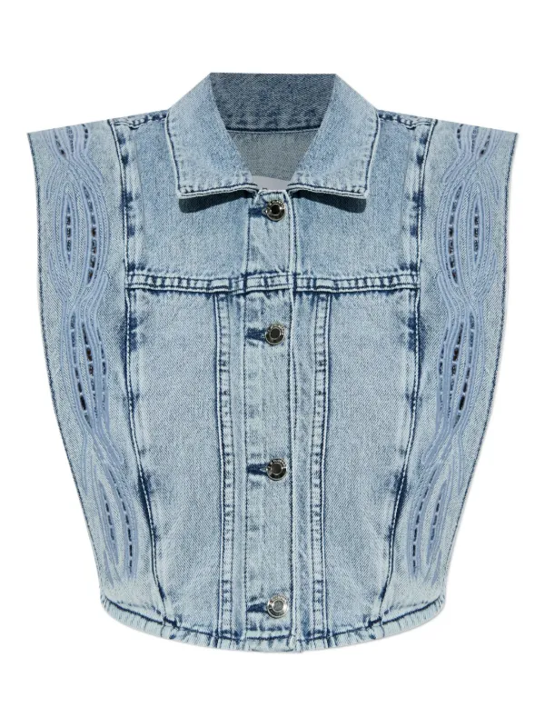 IRO Rosye broderie-anglaise Denim Jacket Blue FARFETCH IN