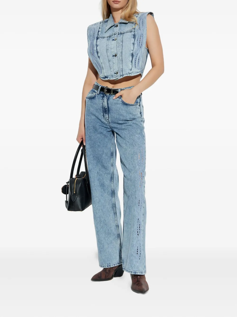 IRO Rosye denim jack met broderie anglaise Blauw