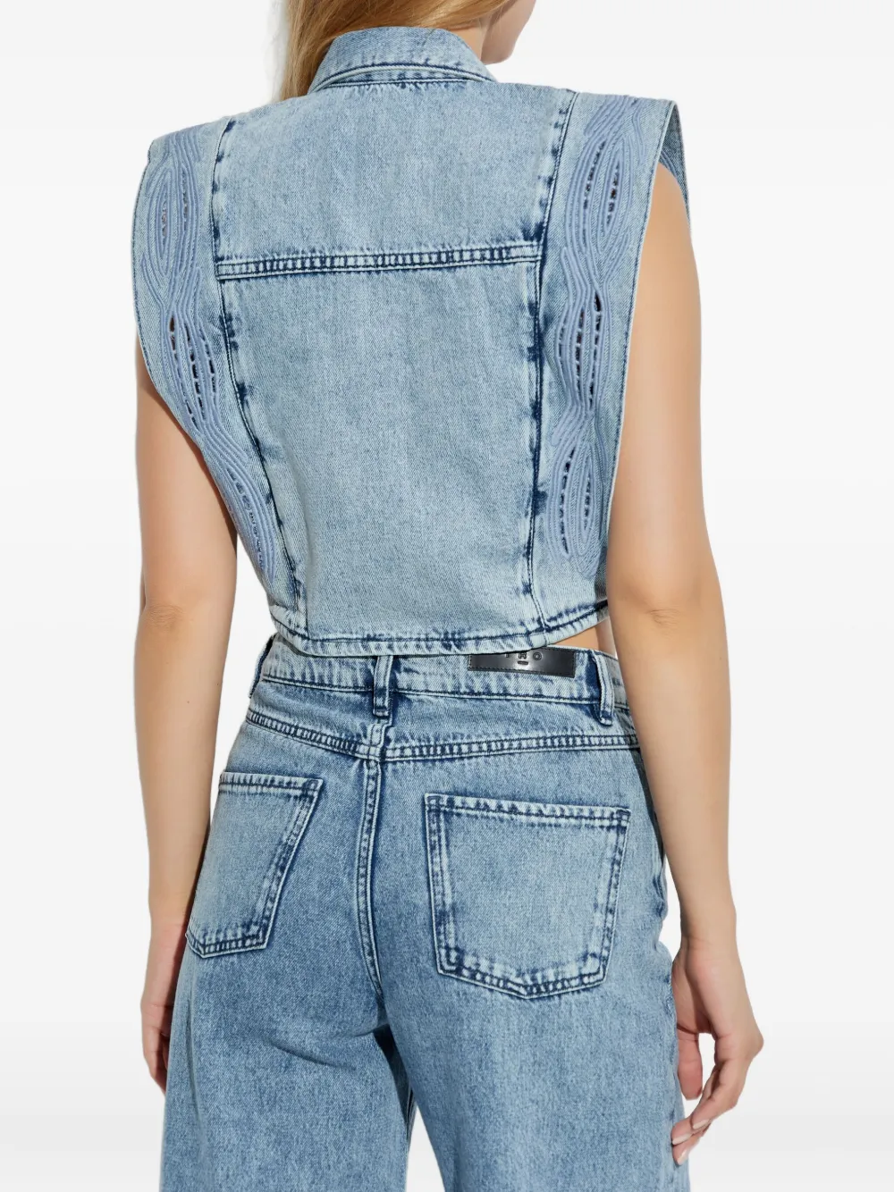 IRO Rosye denim jack met broderie anglaise Blauw