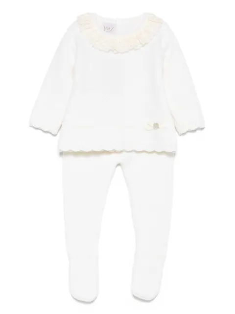 Paz Rodriguez lace-trimmed knitted top and trousers set