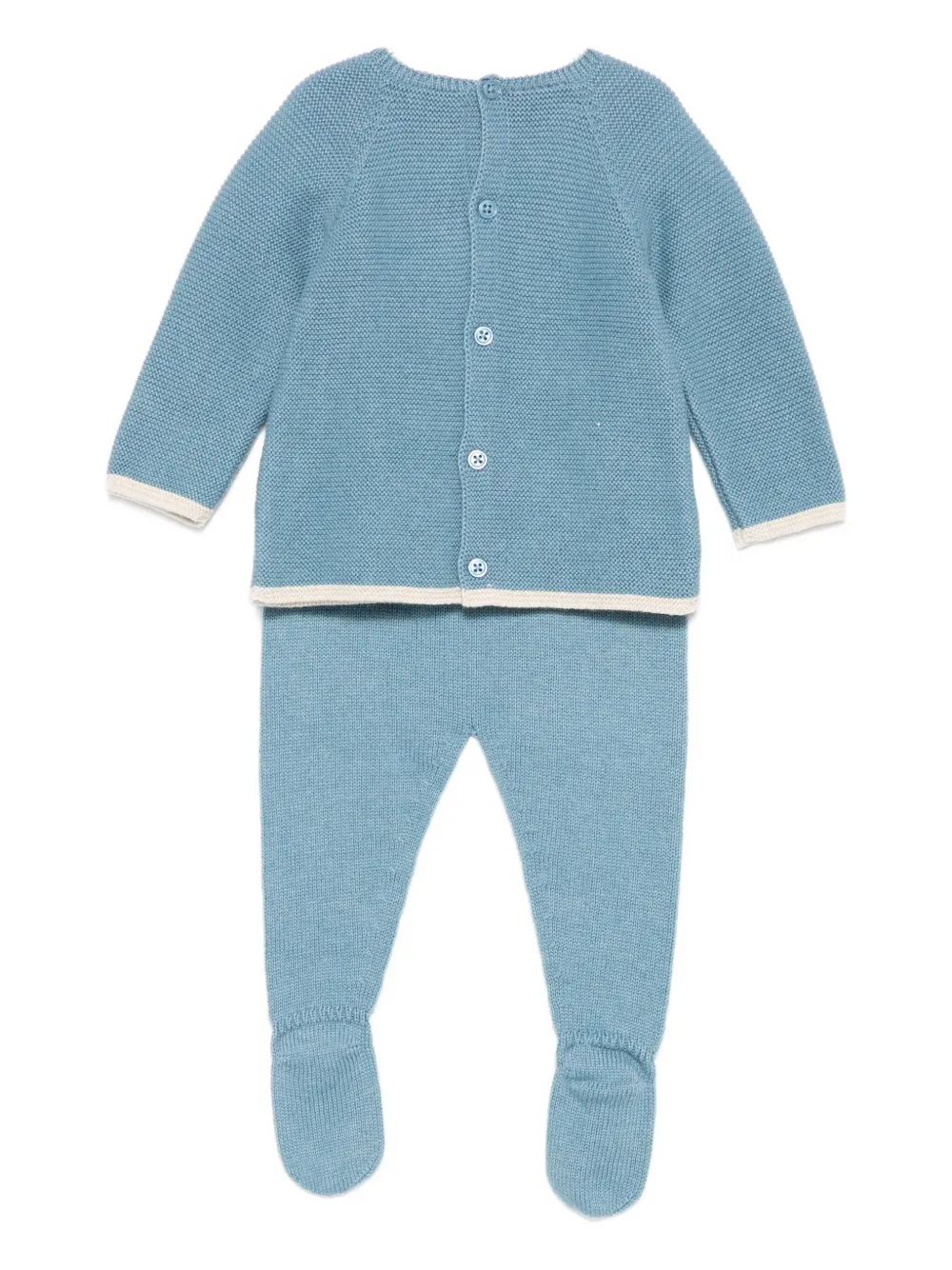 Paz Rodriguez Knitted Sweater And Footie Trousers In Blue