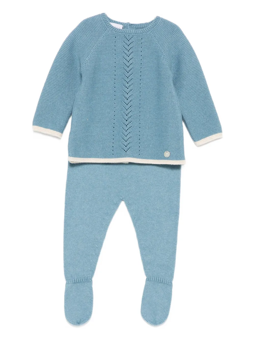 Paz Rodriguez Knitted Sweater And Footie Trousers In Blue