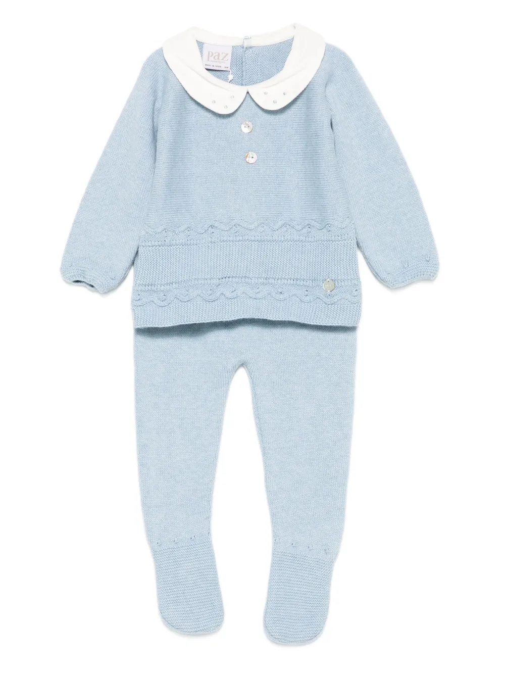 Paz Rodriguez Peter Pan-collar knitted top and trousers set | Blue | Image 1