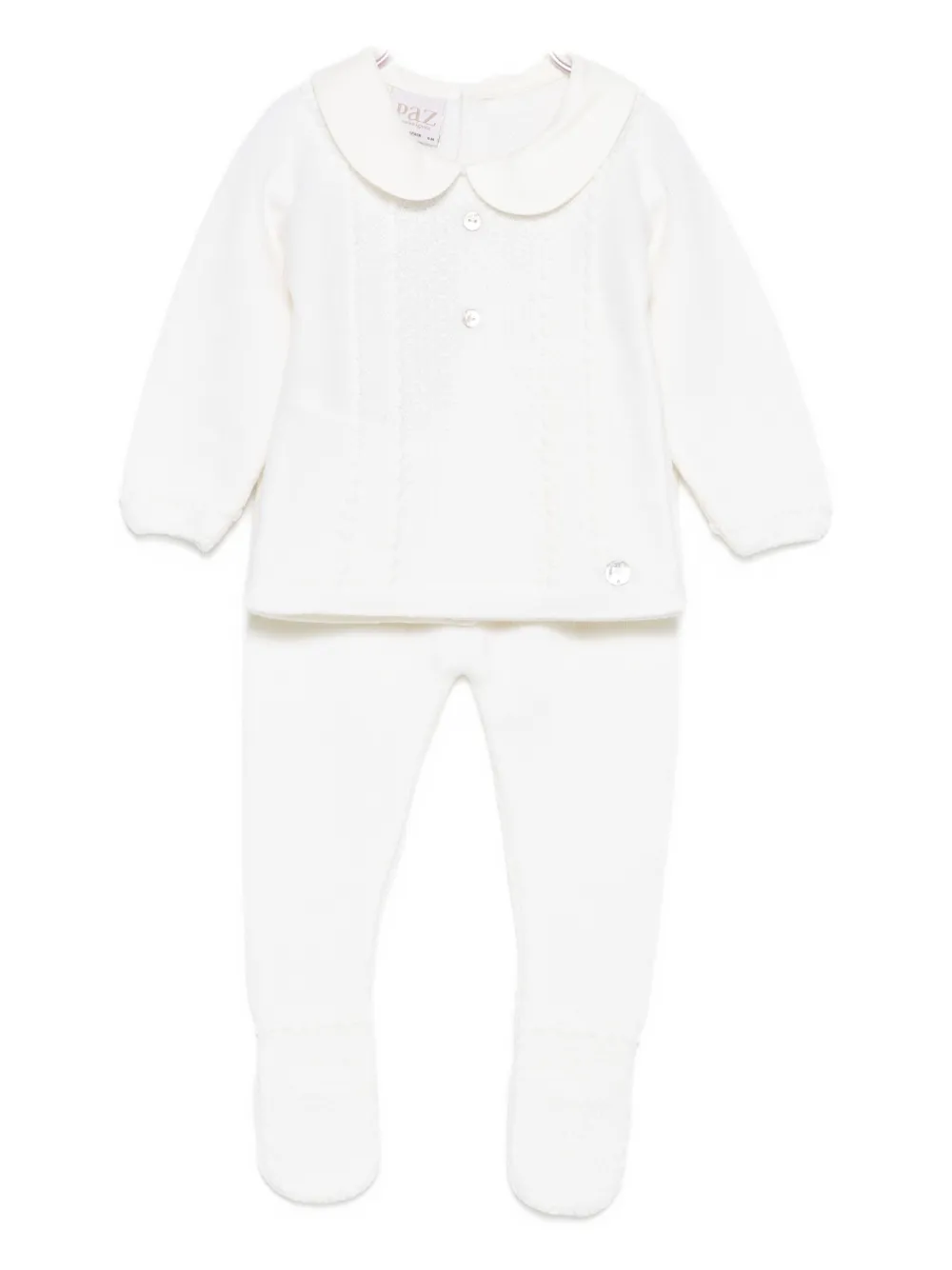 Paz Rodriguez Knitted Top And Trousers Set In White
