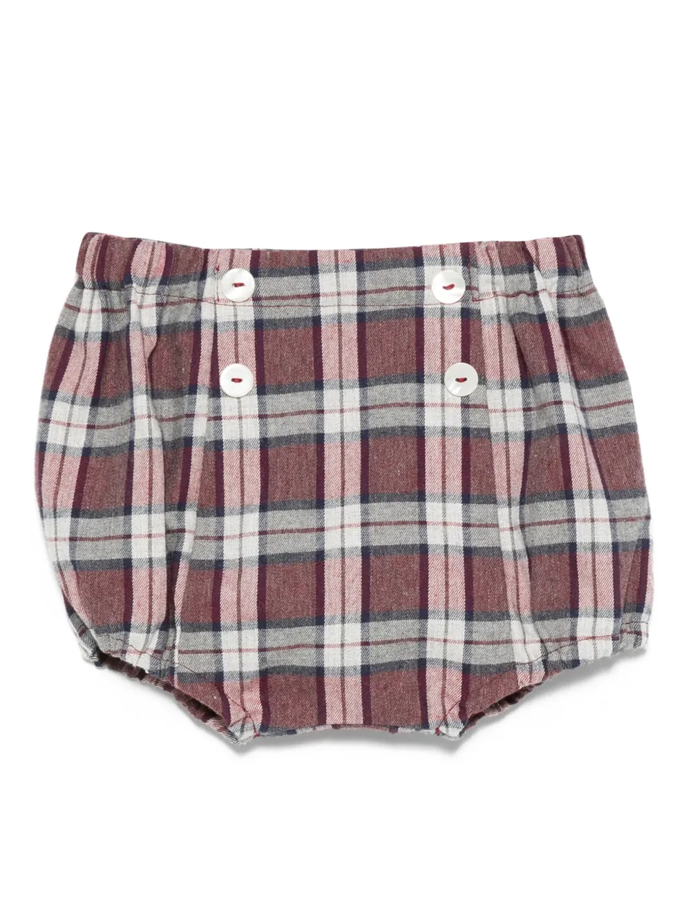 Mariella Ferrari Geruite shorts met knopen Paars