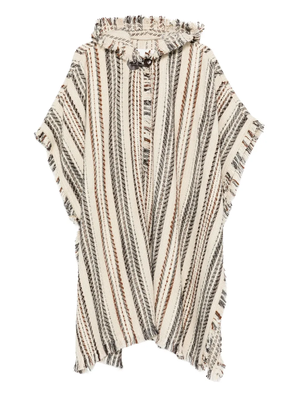 Isabel Marant Étoile Striped Fringed Hooded Coat In Neutral