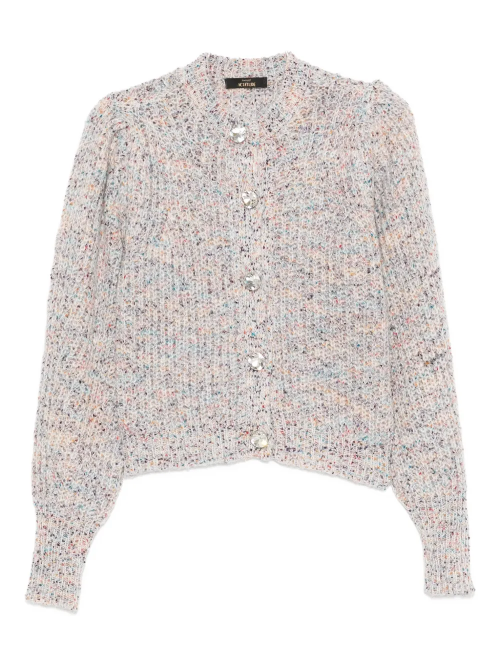Twinset Twin-set Textured Knit Cropped Sweater With Decorative Buttons In Neutral