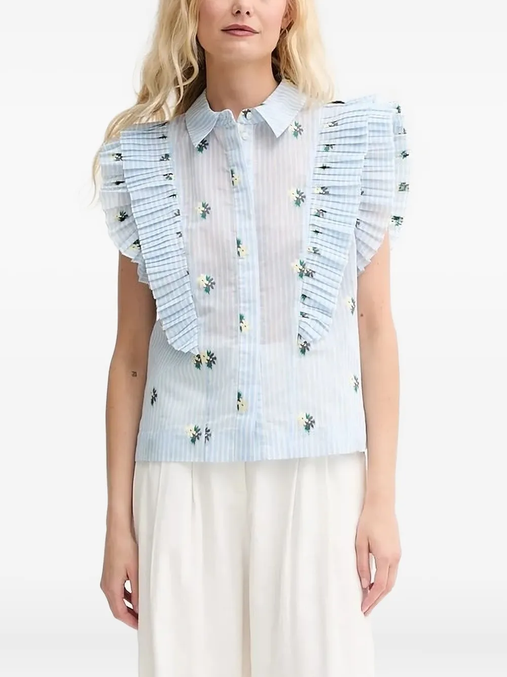 Munthe Must Pleated-ruffle Shirt In Blue